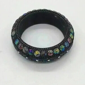 Black Composite Bangle W/ Multicolored Dec…